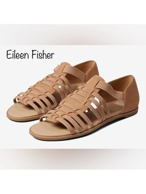 🔥NEW🔥 Eileen Fisher Rato Honey Tumbled Nubuck Leather Slip On Sandals W7